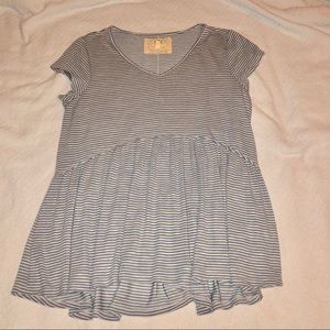 Blue White Striped Babydoll Top XL